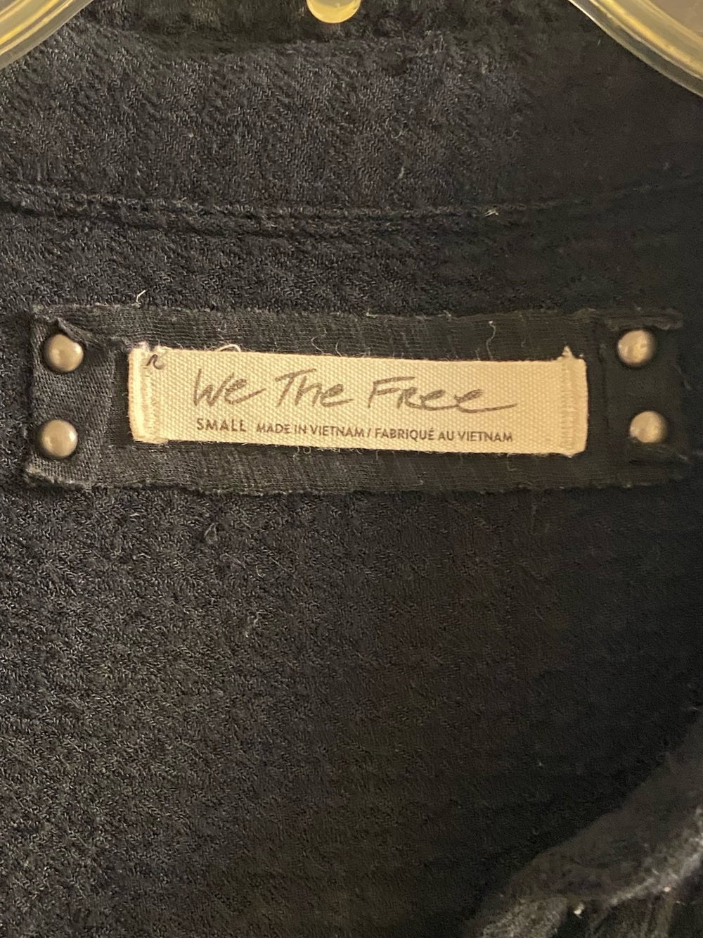 We The Free Hidden Valley Black Textured Studded Pocket Button Down Shirt Small - Picture 6 of 7